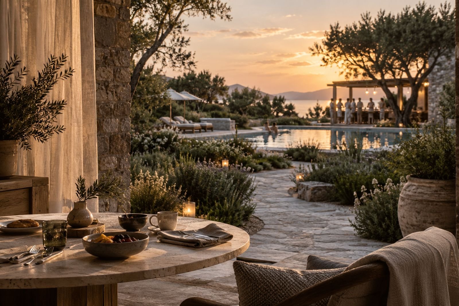A complete day unfolding within a design-led hotel landscape